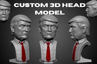 sculpt custom 3d head model head likeness 3d face 3d bust action figure stl file