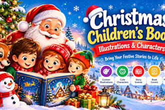 create christmas children book illustrations and characters