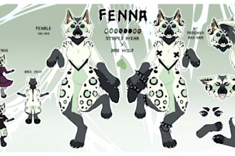 draw highly detailed furry ref sheet, anthro ref sheet, nsfw ref sheet, fursona