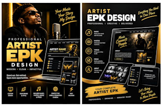 design professional epk music , dj epk, artist press kit and media kit band kit