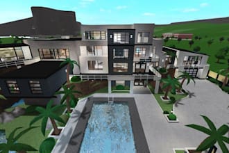 build a luxury bloxburg mansion with  custom interior and exterior design