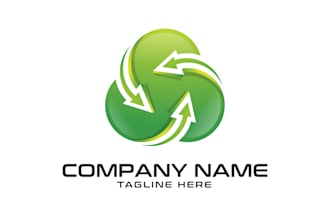 design a recycling startup logo with a modern looped arrow twist