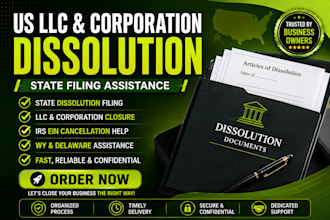 handle state dissolution filing for your US llc or corporation