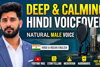 record a deep and calming hindi voice over