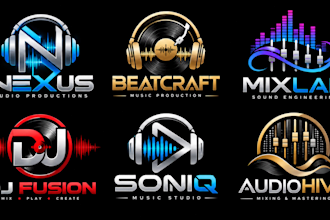 design a professional audio mixer, sound mixing, music production, dj mixer logo