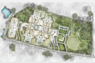 render architectural site plan, master plan, landscape plan