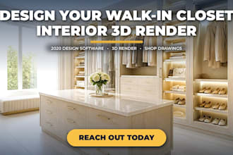 design your walk in closet interior 3d render