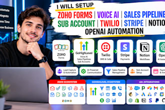 setup zoho forms voice ai sales pipelines sub account twillio stripe notion