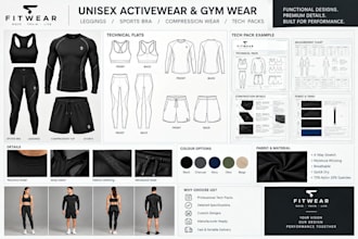 design unisex activewear, gym leggings, sports bras, compression wear, tech pack