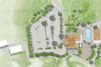 render architectural site plan, master plan, landscape plan