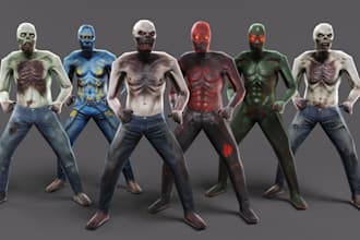create low poly ps1 psx horror monsters, characters rigging and custom animation