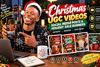 design christmas ugc video social media posts and holiday sales banners