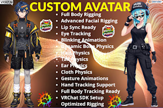 reate custom 3d vtuber model, anime vrchat avatar and vrm
