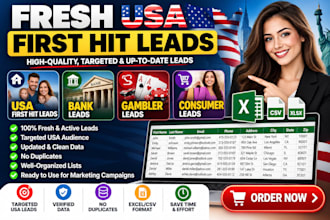 give fresh USA first hit leads, bank leads, gambler leads, consumer leads