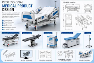 design 3d medical products, hospital beds, stretchers, surgical tables and carts