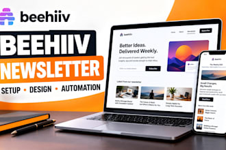 do beehiiv newsletter setup landing page design email template automation expert
