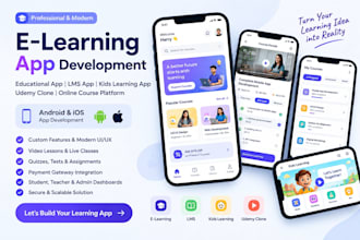 develop e learning app, educational app, lms app, kid learning app, udemy app