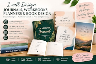 design journals, workbooks, planners, and book design