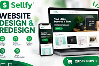 design and redesign a sellfy website or modern sellfy store website development