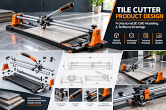 design manual and electric tile cutters in 3d cad