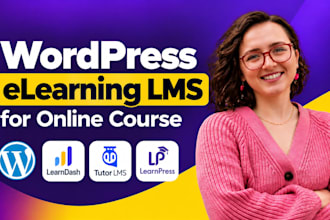 build custom wordpress lms website design , elearning website using learndash