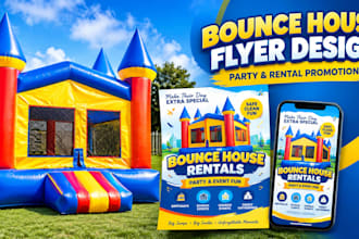 design a professional bounce house rental flyer and party rental promotion