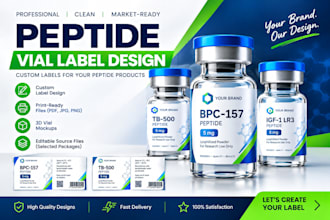design professional peptide vial labels and product packaging