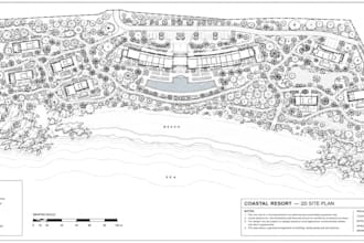draw 2d site plan, plot plan, property layout and city permit drawing in autocad