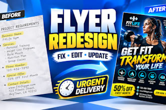 edit, fix or redesign your existing flyer within 24 hours