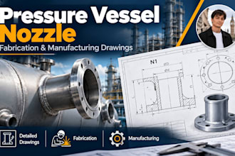 pressure vessel nozzle fabrication drawing and component manufacturing design
