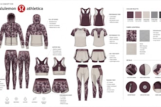 create activewear, sportswear, gym wear and yoga wear tech packs