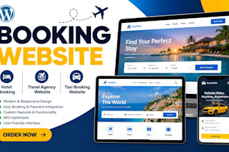 create a hotel reservation, travel agency, or taxi booking wordpress site