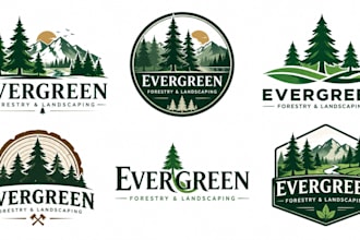 design a professional evergreen  forest, forestry, landscaping pine tree logo
