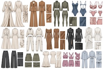 create fashion sketches, garment tech packs and technical flats