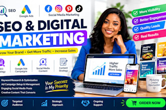 setup seo google ads social media facebook pinterest instagram content tiktok