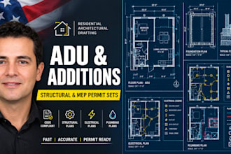 draft structural and mep permit drawings for adu or additions