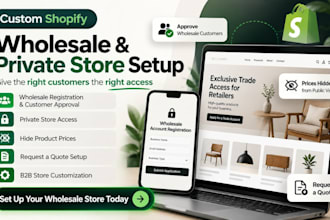 set up shopify b2b wholesale, hide prices and request a quote