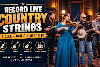 record live fiddle, banjo, mandolin and strings to your country music track