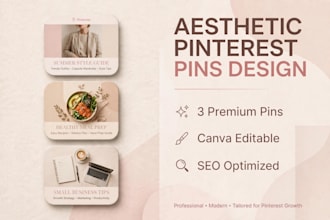 design 3 aesthetic pinterest pins in canva seo optimized