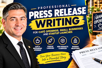 press release writing for cafe openings small businesses and startup launch PR