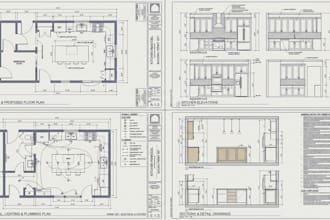 do kitchen remodel drawings,2d floor plans, elevations and building permit sets
