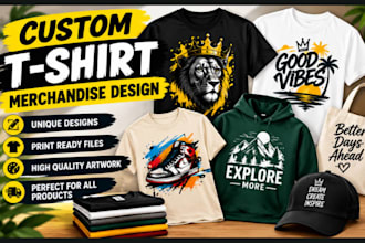 design custom merch tshirt trendy graphic t shirt logo and merchandise design