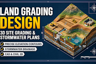 do civil3d site grading plans, land grading design, stormwater and contour plans
