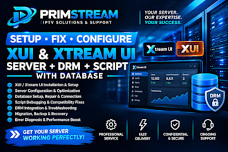 setup, fix xui server, xtream ui, drm script with database