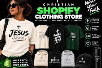 design christian shopify clothing store for faith based pod streetwear apparel
