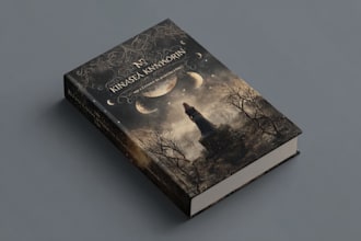 draw book cover illustration for fantasy, romance, amazon