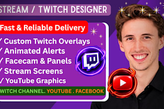 create custom twitch stream overlays screens and full animated stream branding