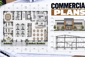 create cpmmercial permit plans, building plans, elevations, sections and details