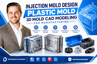 injection mold design plastic mold 3d mold cad modeling for manufacturing