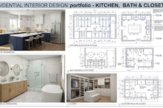 create 2020 design kitchen, bath and closet layouts, elevations, renders